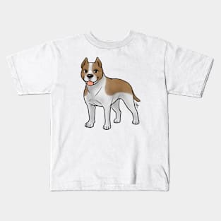 Dog - American Staffordshire Terrier - Cropped Tan and White Kids T-Shirt